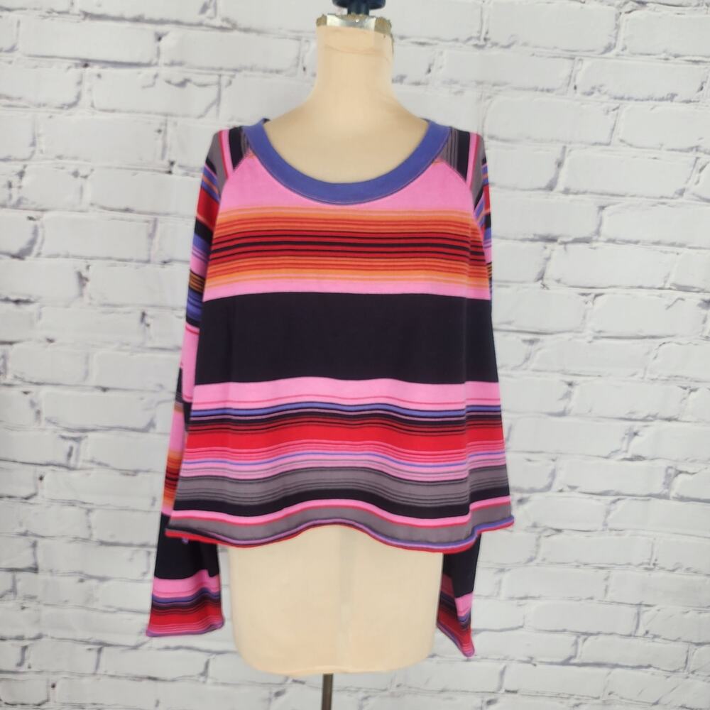 Free People We The free Baja Striped long sleeve oversized cropped tee